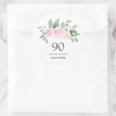Sticker Rond 90e anniversaire fête rose Eucalyptus (Sac)