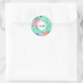Sticker Rond 90e anniversaire Floral Anniversaire Vert (Sac)