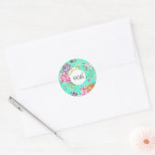 Sticker Rond 90e anniversaire Floral Anniversaire Vert (Enveloppe)
