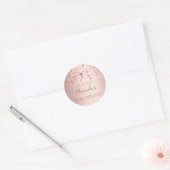 Sticker Rond 90e anniversaire rose étoiles d'or (Enveloppe)