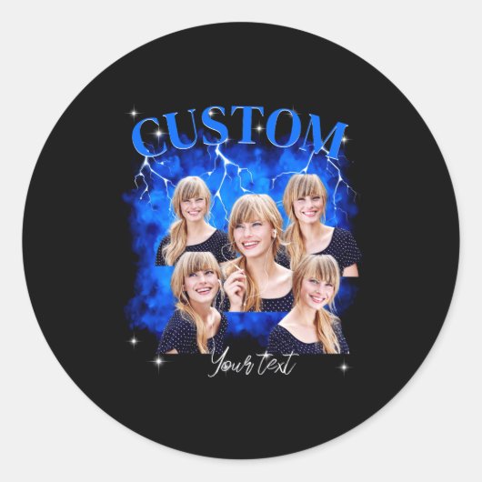 Sticker Rond 90s Bootleg Rap Tee Photo  (Devant)