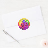 Sticker Rond 90th Birthday Balloon Confetti Party (Enveloppe)