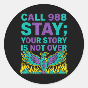 Sticker Rond 988 Prévention - Restez Votre Histoire N'est Pas T