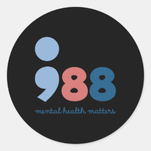 Sticker Rond 988 Problèmes de santé mentale Prévention du suici