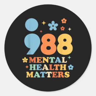 Sticker Rond 988 Santé mentale S Prévention du suicide Sensibil