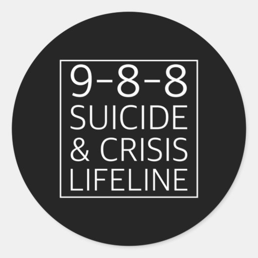 Sticker Rond 988 Suicide Awareness Crisis Lifeline 988 (Devant)