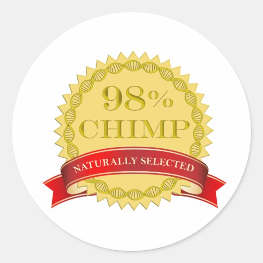 Sticker Rond 98% Chimp - Sélection Naturelle (Devant)