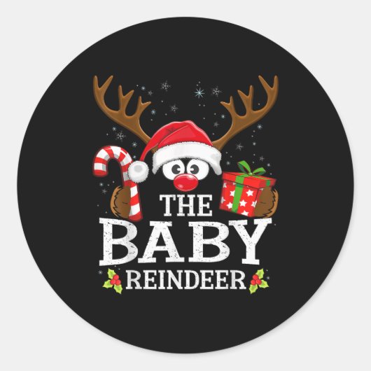 Sticker Rond 99 Matching Christmas Reindeer Squad - Uni-adults (Devant)
