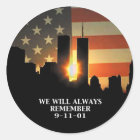 Sticker Rond 9-11 rappelez-vous - nous n'oublierons jamais