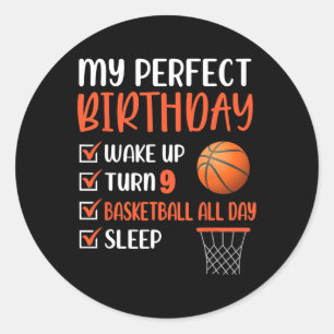 Sticker Rond 9 ans Basketball Anniversaire fête 9e Anniversaire