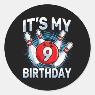 Sticker Rond 9 Ans Bowling 9e Anniversaire Fête Garçons Filles