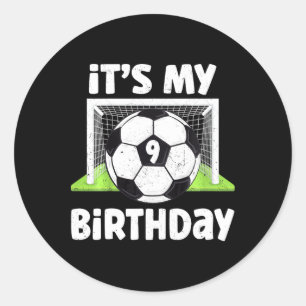 Sticker Rond 9 ans Foot 9e anniversaire Joueur Enfants Annivers