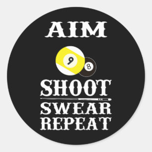 Sticker Rond 9 Bal 8 Bal Tir Tir Sweat Répéter Billiards