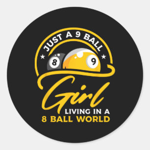 Sticker Rond 9 Ball Girl Vivant Dans 8 Ball World Pool Snooker