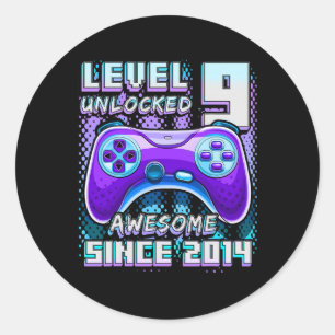 Sticker Rond 9 Déverrouillé Awesome 2014 jeu vidéo 9e anniversa