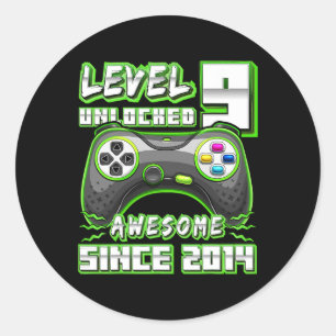 Sticker Rond 9 Déverrouillé Awesome 2014 jeu vidéo 9e anniversa