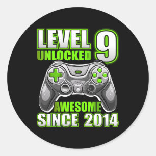 Sticker Rond 9 Déverrouillé Awesome 2014 jeu vidéo 9e anniversa