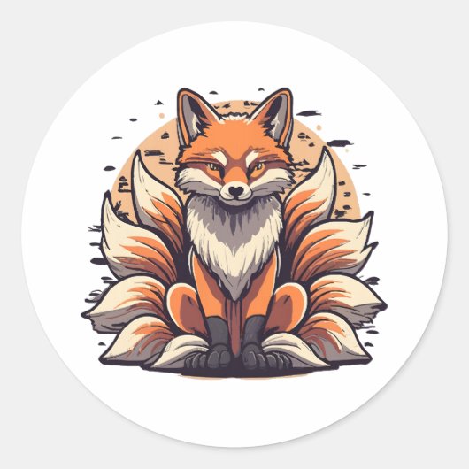 Sticker Rond 9 Epingle de renard à queue (Devant)