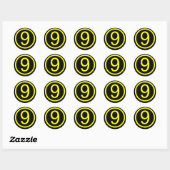 Sticker Rond 9 - numéro neuf (Feuille)