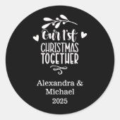Sticker Rond 9 Photo Minimalist First Christmas Together (Devant)