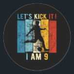 Sticker Rond 9 Year Old Birthday B<br><div class="desc">Enfants 9e anniversaire Garçon Football 9 ans Anniversaire Garçon</div>