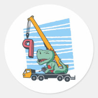9 years 9th Birthday Mobile Crane Dinosaur