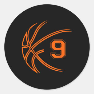 Sticker Rond 9e anniversaire Basketball Nine 9 ans Garçons Enfa