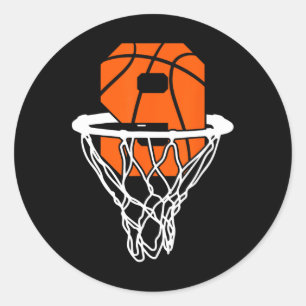 Sticker Rond 9e anniversaire Basketball Nine 9 ans Garçons Enfa