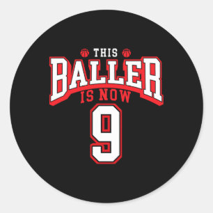 Sticker Rond 9e anniversaire Bysketbyll Lover 9 ans Anniversair