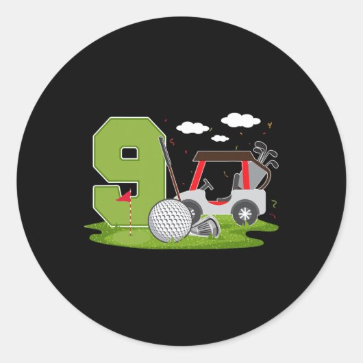 Sticker Rond 9e Anniversaire Golf 9 Anniversaire Fête Golfe (Devant)