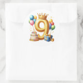 Sticker Rond 9ème anniversaire en or (Sac)
