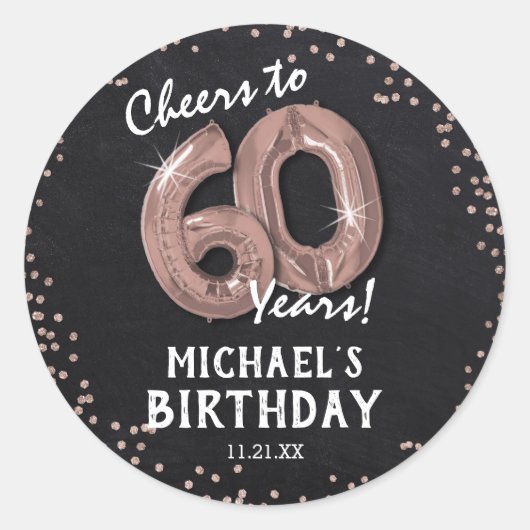 Sticker Rond À 60 Ans, Santé ! 60e Anniversaire (Devant)