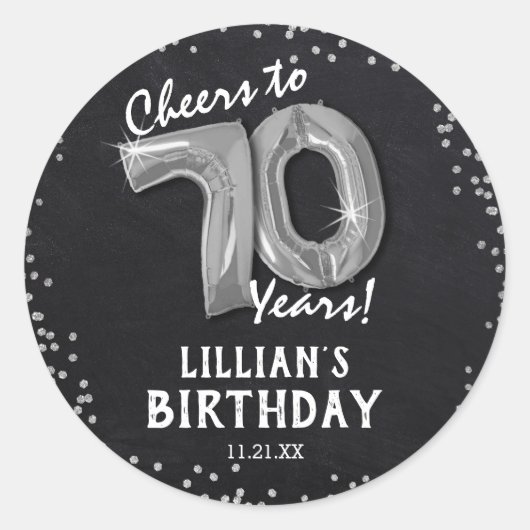 Sticker Rond À 70 Ans, Santé ! 70e Anniversaire (Devant)