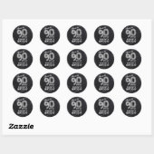 Sticker Rond À 90 ans, félicitations ! 90e anniversaire (Feuille)