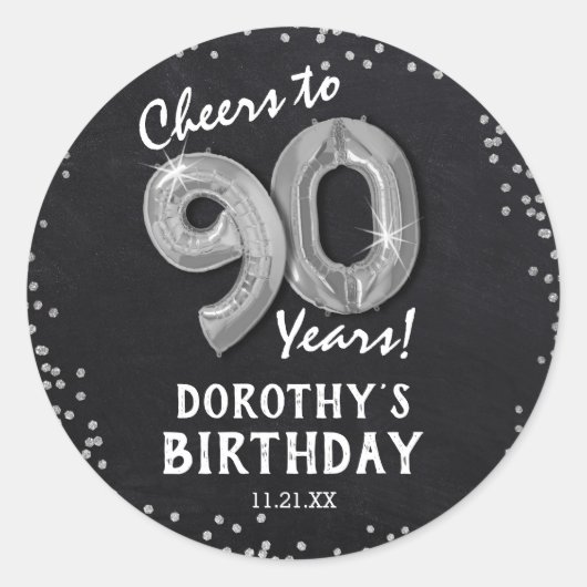 Sticker Rond À 90 ans, félicitations ! 90e anniversaire (Devant)
