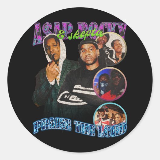 Sticker Rond A$AP Rocky, A$AP Rocky Louer Le Seigneur (Devant)