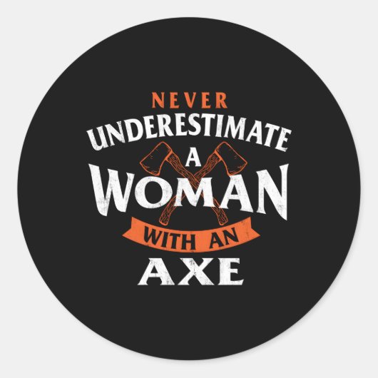 Sticker Rond A Avec Un Ax Jetant Du Chet Lumberjack (Devant)