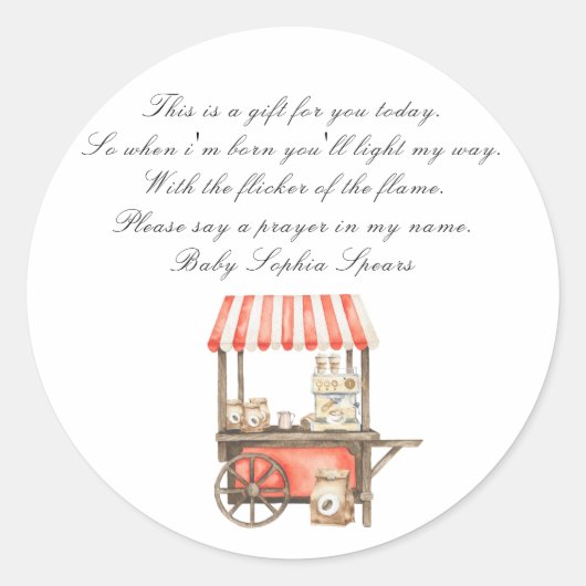 Sticker Rond A baby is brewing baby - Prayer candle label (Devant)