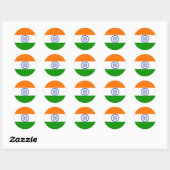 Sticker Rond A bas prix ! Drapeau de l'Inde (Feuille)