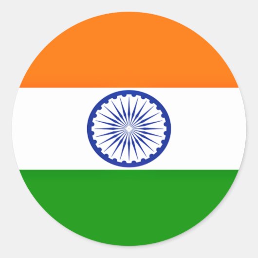 Sticker Rond A bas prix ! Drapeau de l'Inde (Devant)