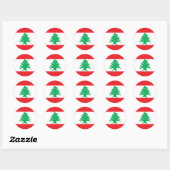 Sticker Rond A bas prix ! Drapeau du Liban (Feuille)