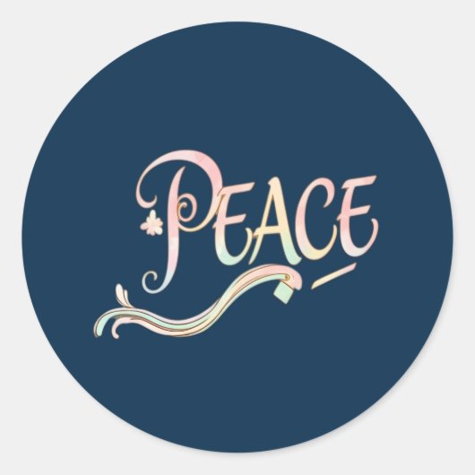 Sticker Rond A beautiful, flowing script of the word "Peace" fe (Devant)