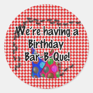 Sticker Rond A Birday Bar-B-Q Party
