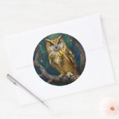 Sticker Rond A Blue and Gold Majestic Owl   (Enveloppe)