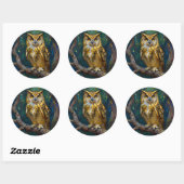 Sticker Rond A Blue and Gold Majestic Owl   (Feuille)