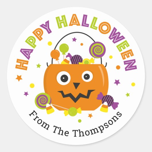 Sticker rond à bonbon d'Halloween personnalisé (Devant)