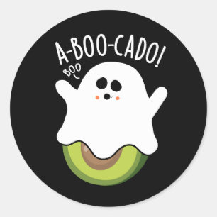 Sticker Rond A-boo-cado Amusant Avocado Pun Dark BG