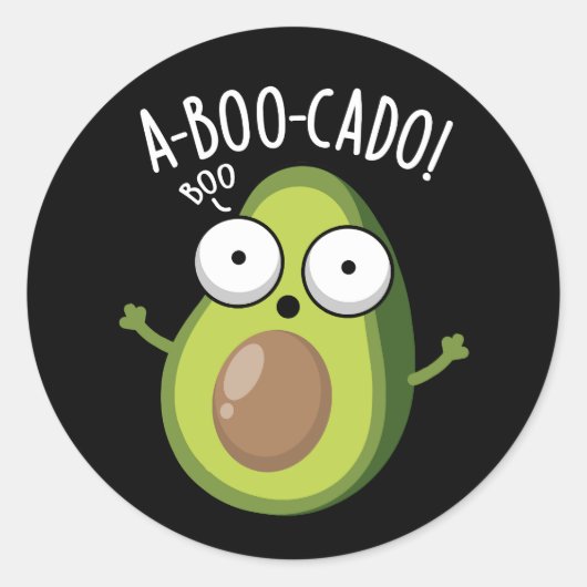 Sticker Rond A-boo-cado Amusant Avocado Puns d'Effraction Dark (Devant)