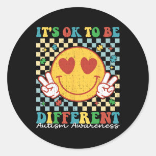Sticker Rond À carreaux Il est ok d'être différent Sensibilisat