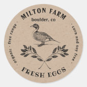 Sticker rond à carton de canard à branches d'oeufs (Devant)